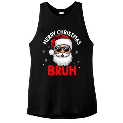 Merry Christmas Bruh Funny Santa Claus Ladies PosiCharge Tri-Blend Wicking Tank