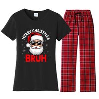 Merry Christmas Bruh Funny Santa Claus Women's Flannel Pajama Set