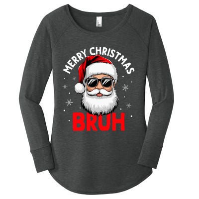 Merry Christmas Bruh Funny Santa Claus Women's Perfect Tri Tunic Long Sleeve Shirt