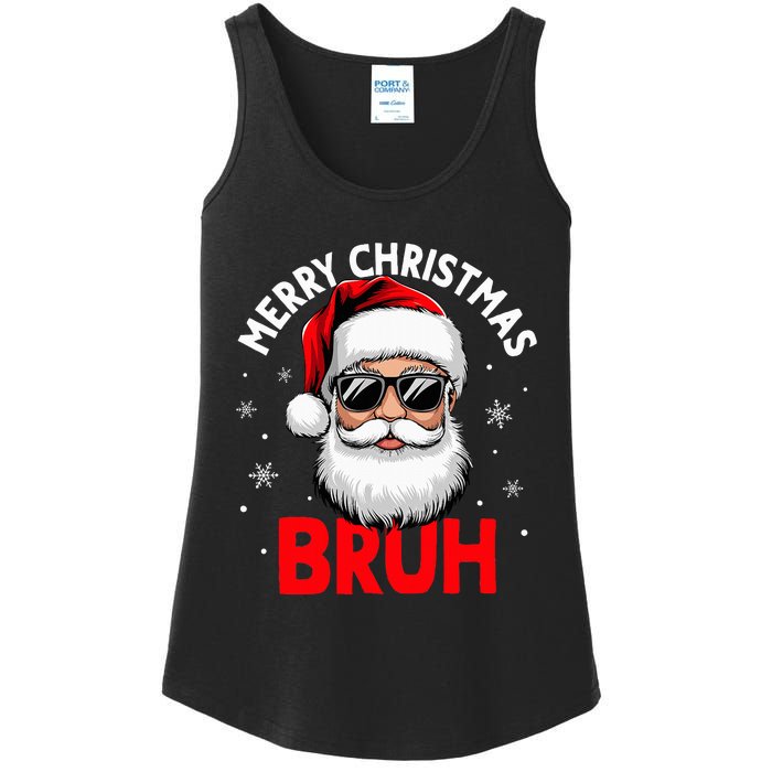 Merry Christmas Bruh Funny Santa Claus Ladies Essential Tank