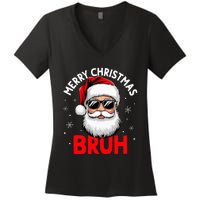 Merry Christmas Bruh Funny Santa Claus Women's V-Neck T-Shirt