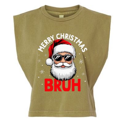 Merry Christmas Bruh Funny Santa Claus Garment-Dyed Women's Muscle Tee