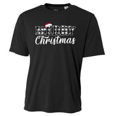 Merry Christmas Buffalo Black and White Plaid Cooling Performance Crew T-Shirt