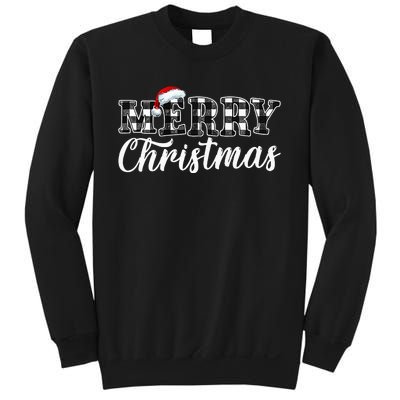 Merry Christmas Buffalo Black and White Plaid Sweatshirt