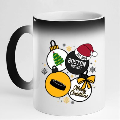 Merry Christmas Boston Hockey Est 1924 11oz Black Color Changing Mug