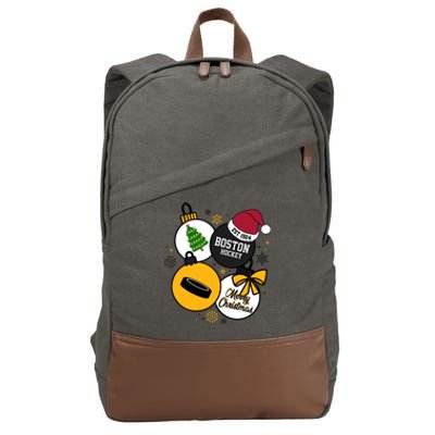 Merry Christmas Boston Hockey Est 1924 Cotton Canvas Backpack