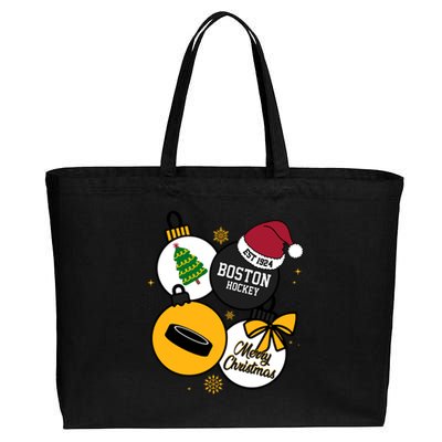 Merry Christmas Boston Hockey Est 1924 Cotton Canvas Jumbo Tote