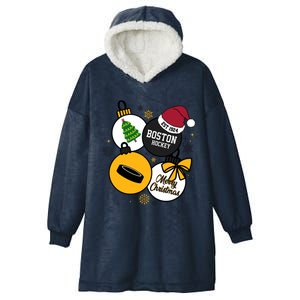 Merry Christmas Boston Hockey Est 1924 Hooded Wearable Blanket