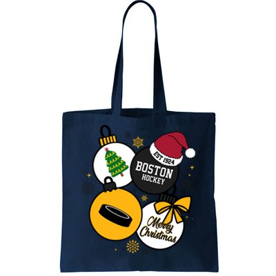 Merry Christmas Boston Hockey Est 1924 Tote Bag