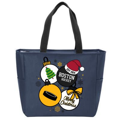 Merry Christmas Boston Hockey Est 1924 Zip Tote Bag