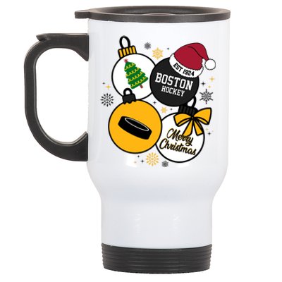 Merry Christmas Boston Hockey Est 1924 Stainless Steel Travel Mug