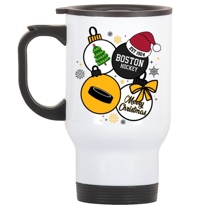 Merry Christmas Boston Hockey Est 1924 Stainless Steel Travel Mug