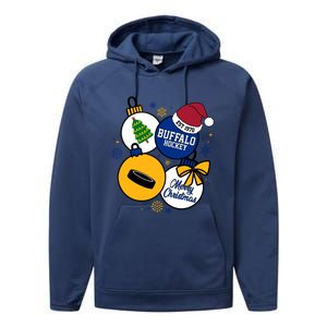 Merry Christmas Buffalo Hockey Est 1970 Performance Fleece Hoodie