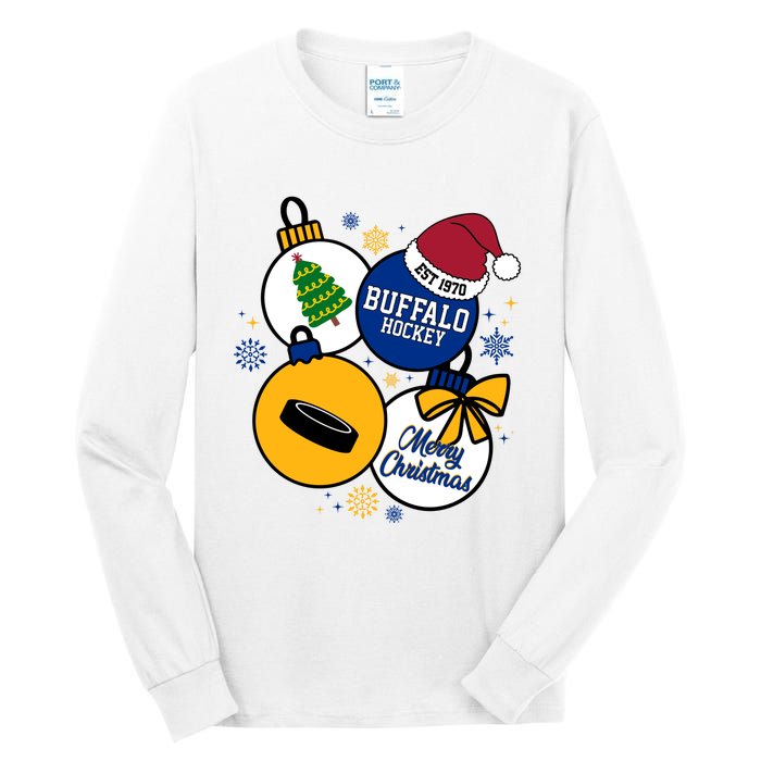 Merry Christmas Buffalo Hockey Est 1970 Tall Long Sleeve T-Shirt