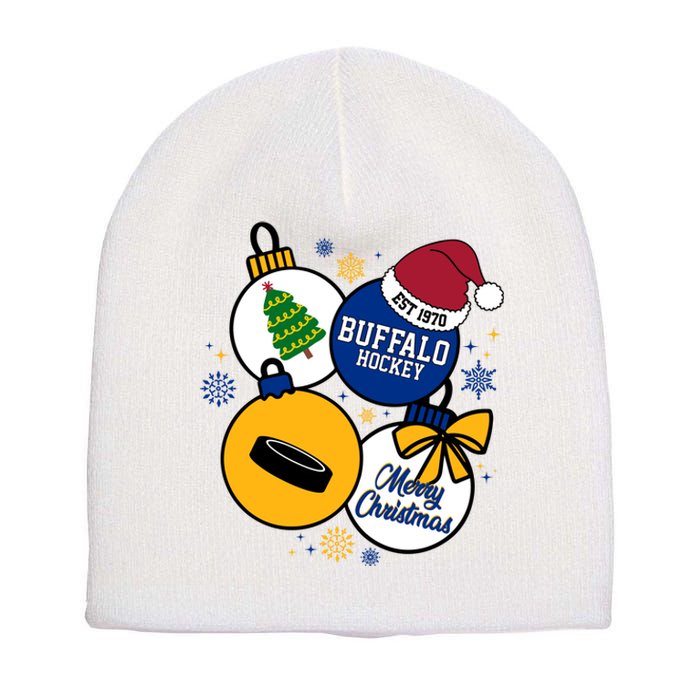 Merry Christmas Buffalo Hockey Est 1970 Short Acrylic Beanie