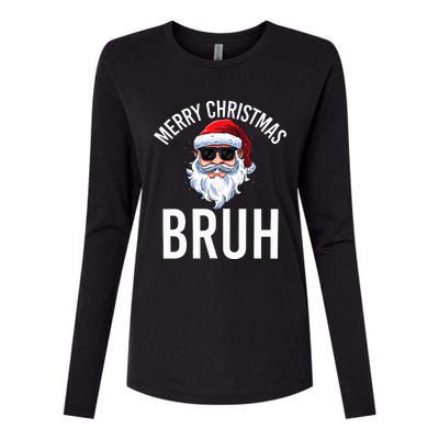 Merry Christmas Bruh Meme Funny Saying For Brother Womens Cotton Relaxed Long Sleeve T-Shirt