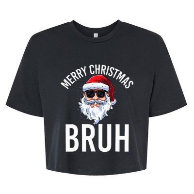 Merry Christmas Bruh Meme Funny Saying For Brother Bella+Canvas Jersey Crop Tee