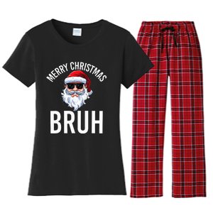 Merry Christmas Bruh Meme Funny Saying For Brother Women's Flannel Pajama Set