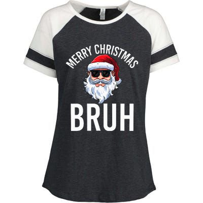 Merry Christmas Bruh Meme Funny Saying For Brother Enza Ladies Jersey Colorblock Tee