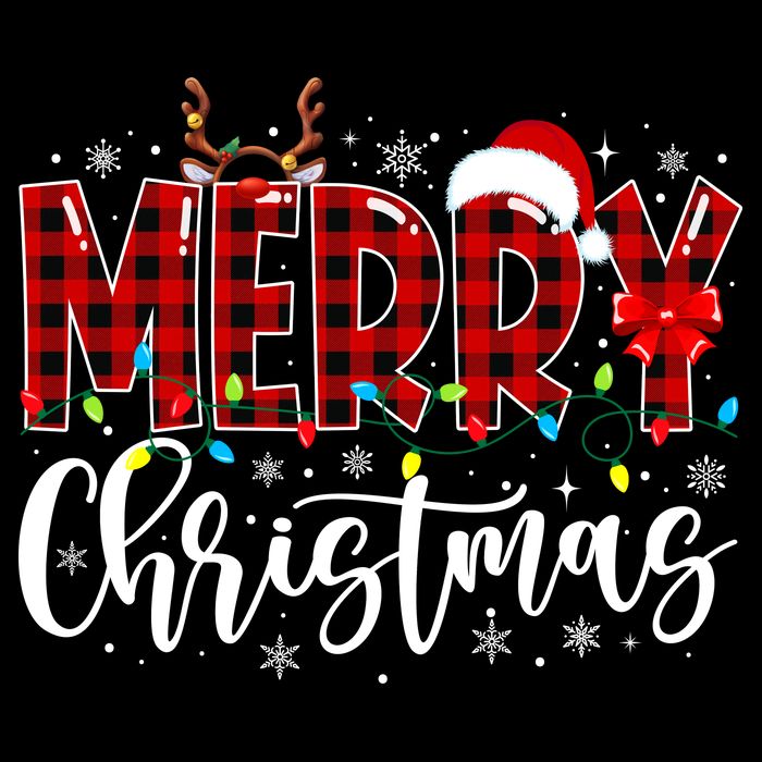 Merry Christmas Buffalo Plaid Red Santa Family Matching Xmas Stripe Pom Pom Beanie