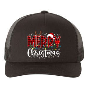 Merry Christmas Buffalo Plaid Red Santa Family Matching Xmas Yupoong Adult 5-Panel Trucker Hat