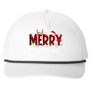 Merry Christmas Buffalo Plaid Red Santa Family Matching Xmas Snapback Five-Panel Rope Hat