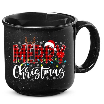 Merry Christmas Buffalo Plaid Red Santa Family Matching Xmas 15oz Campfire Ceramic Mug