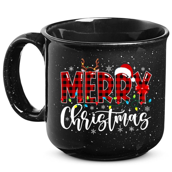 Merry Christmas Buffalo Plaid Red Santa Family Matching Xmas 15oz Campfire Ceramic Mug