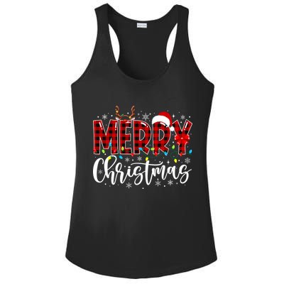 Merry Christmas Buffalo Plaid Red Santa Family Matching Xmas Ladies PosiCharge Competitor Racerback Tank