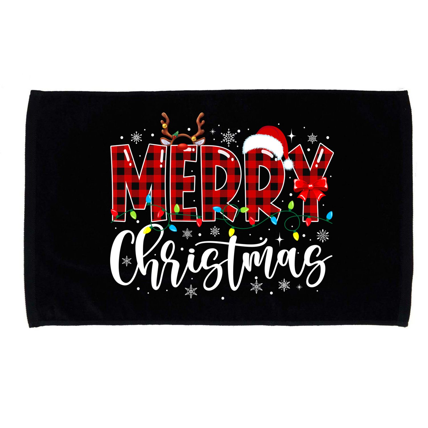 Merry Christmas Buffalo Plaid Red Santa Family Matching Xmas Microfiber Hand Towel