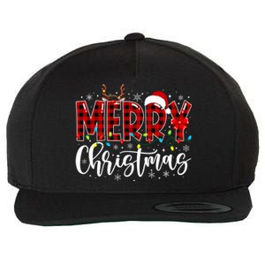 Merry Christmas Buffalo Plaid Red Santa Family Matching Xmas Wool Snapback Cap