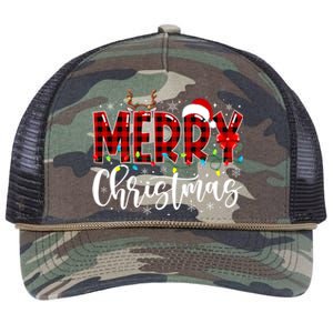 Merry Christmas Buffalo Plaid Red Santa Family Matching Xmas Retro Rope Trucker Hat Cap