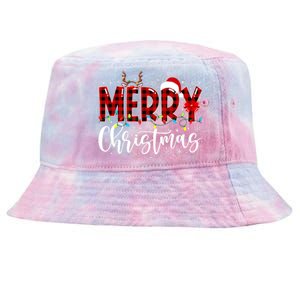 Merry Christmas Buffalo Plaid Red Santa Family Matching Xmas Tie-Dyed Bucket Hat