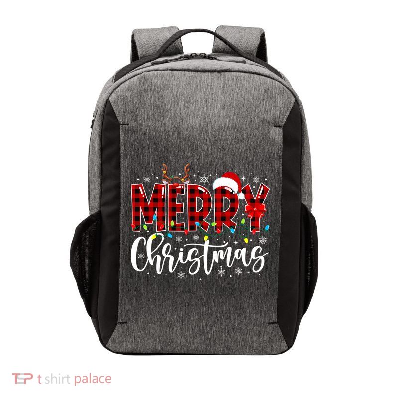 Merry Christmas Buffalo Plaid Red Santa Family Matching Xmas Vector Backpack