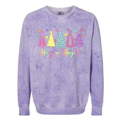 Merry Christmas Bright Christmas Tree Light Colorful Glowing Colorblast Crewneck Sweatshirt