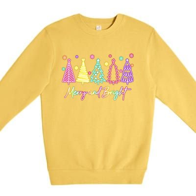 Merry Christmas Bright Christmas Tree Light Colorful Glowing Premium Crewneck Sweatshirt