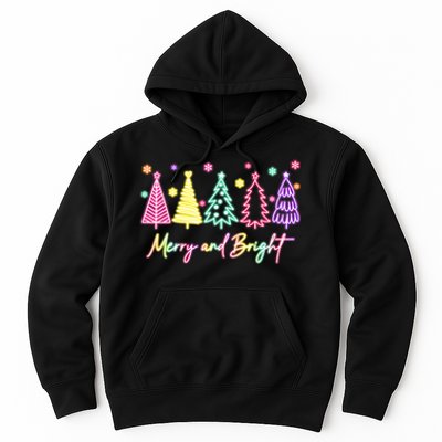 Merry Christmas Bright Christmas Tree Light Colorful Glowing Hoodie