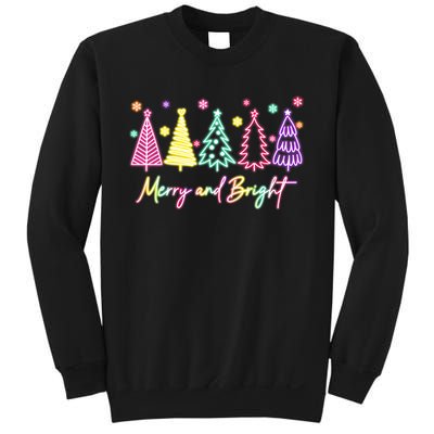 Merry Christmas Bright Christmas Tree Light Colorful Glowing Sweatshirt