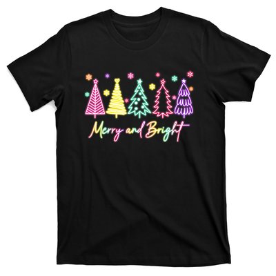 Merry Christmas Bright Christmas Tree Light Colorful Glowing T-Shirt