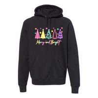 Merry Christmas Bright Christmas Tree Light Colorful Glowing Premium Hoodie