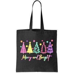 Merry Christmas Bright Christmas Tree Light Colorful Glowing Tote Bag