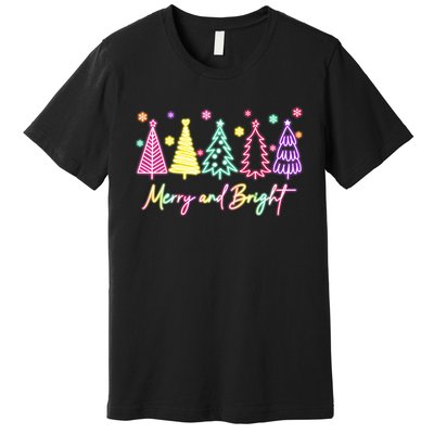 Merry Christmas Bright Christmas Tree Light Colorful Glowing Premium T-Shirt