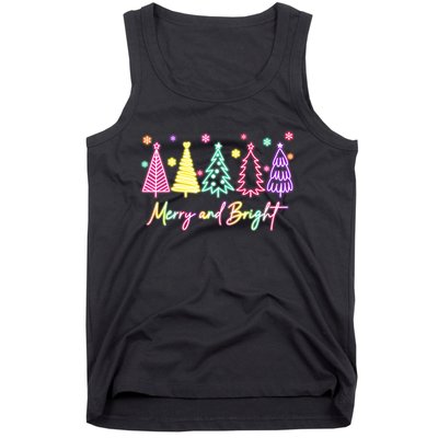 Merry Christmas Bright Christmas Tree Light Colorful Glowing Tank Top