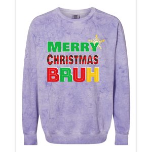 Merry Christmas Bruh Meme Funny Greeting Colorblast Crewneck Sweatshirt