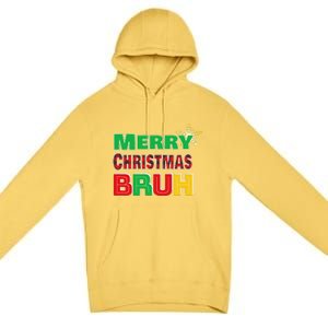 Merry Christmas Bruh Meme Funny Greeting Premium Pullover Hoodie