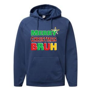 Merry Christmas Bruh Meme Funny Greeting Performance Fleece Hoodie