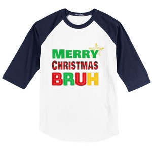 Merry Christmas Bruh Meme Funny Greeting Baseball Sleeve Shirt