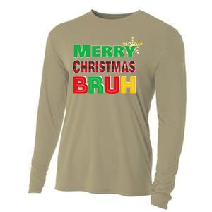 Merry Christmas Bruh Meme Funny Greeting Cooling Performance Long Sleeve Crew