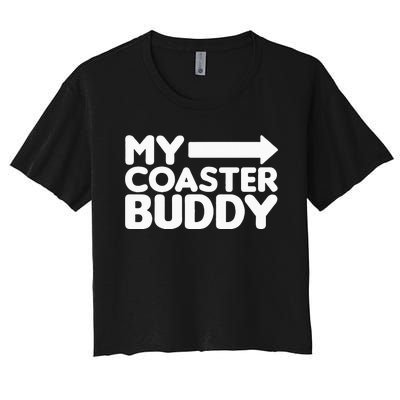 My Coaster Buddy Set 12 Pointing Right Roller Coaster Women's Crop Top Tee