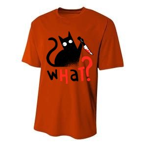 Murder Cat Bloody Knife What? Funny Humor Cats Performance Sprint T-Shirt